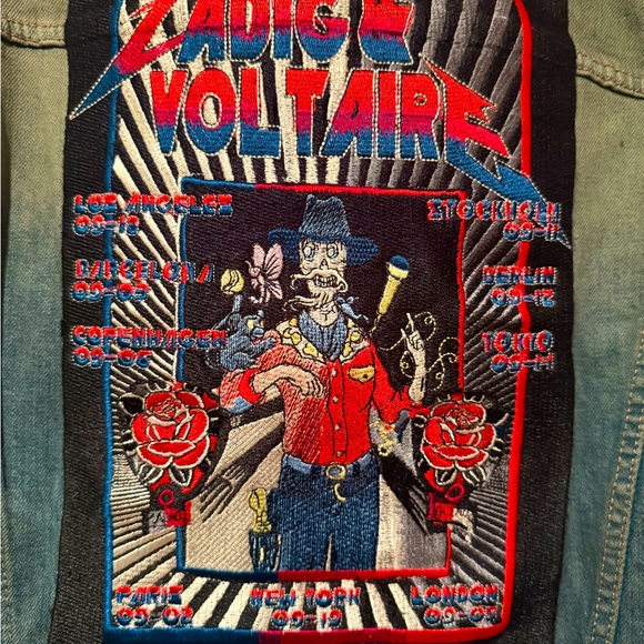 Zadig & Voltaire men’s denim jacket - size medium - rock n’ roll themed - Picture 2 of 4